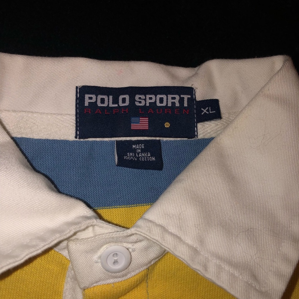 Ralph Lauren Polo Sport Yellow & White Rugby Polo - Picture 4 of 9